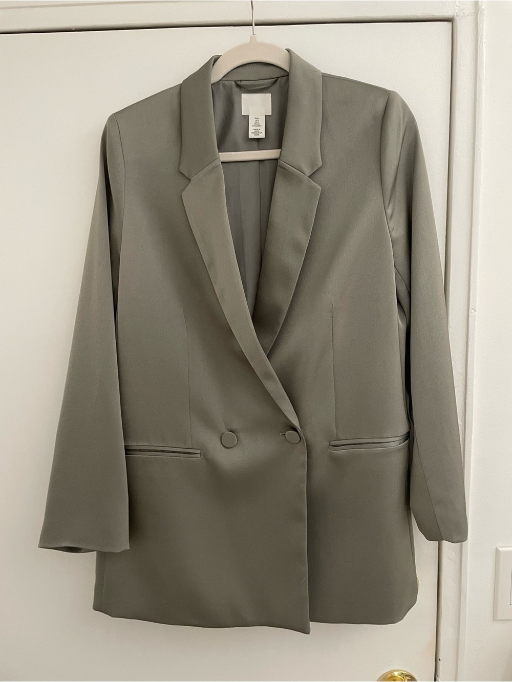 H&M Satin Overisized Sage Blazer, Size Small